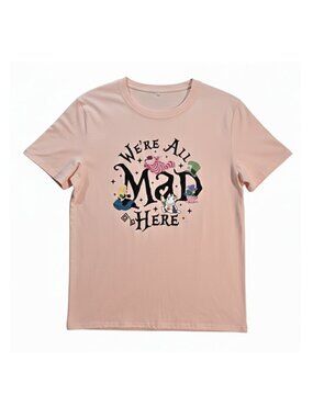 NWOT | Alice in Wonderland "We're All Mad Here" Graphic T-Shirt | Peach | XL